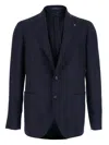 Tagliatore Blue Single-breasted Jacket With Notched Revers In Blue