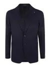 Tagliatore Montecarlo Blue Single-breasted Jacket With Notched Revers In Silk Man In Azul