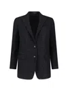 Tagliatore Tailored Black Jacket With Notched Lapel And Textured Fabric In Black