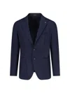 Tagliatore Lapel Single-breasted Jacket With Front Patch Pockets In Blue