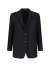 Tagliatore Tailored Black Jacket With Notched Lapel And Textured Fabric In Black