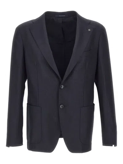 Tagliatore Montecarlo Operata Blu 90 Lana 10 Cachemire Jackets Blue In Black
