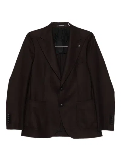 Tagliatore Single-breasted Blazer In Brown