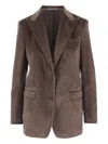 Tagliatore Single-breasted Jacket In Stretch Cotton Velvet In Brown