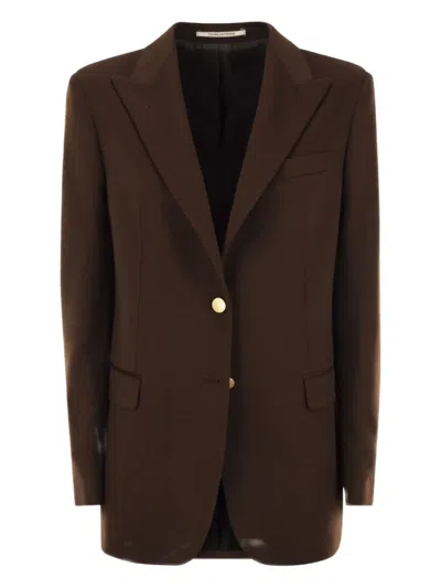 Tagliatore Tailored Cashmere Blazer With Peaked Lapels In Burgundy
