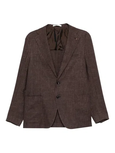 Tagliatore Single-breasted Blazer In Brown