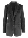 Tagliatore Single-breasted Jacket In Stretch Cotton Velvet In Gray