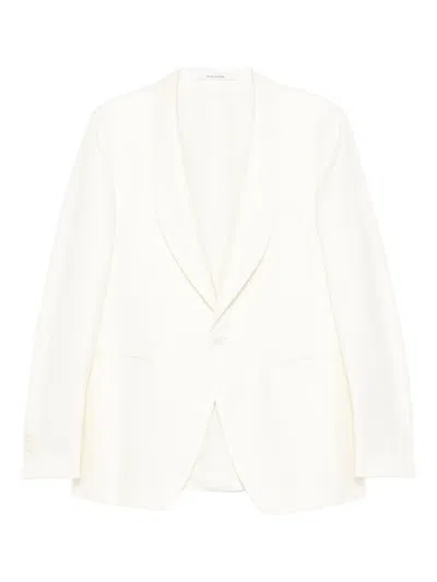 Tagliatore Single-breasted Jacket With Straight Welt Pockets And In White