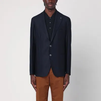 TAGLIATORE TAGLIATORE SINGLE-BREASTED BLUE JACKET IN WOOL