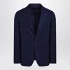 Tagliatore Single-breasted Blue Jacket In Wool In Blue