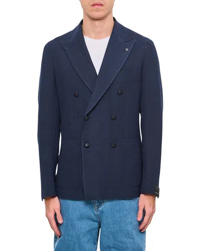 Tagliatore Single-breasted Blue Jacket With Tailored Fit