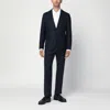 Tagliatore Single-breasted Blue Wool And Cashmere Suit In Black