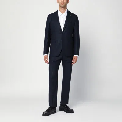 TAGLIATORE SINGLE-BREASTED BLUE WOOL AND CASHMERE SUIT