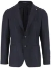 Tagliatore Single-breasted Virgin Wool And Cashmere Blazer In Blue