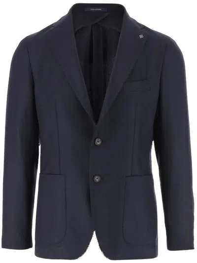 TAGLIATORE SINGLE BREASTED BLUE WOOL JACKET