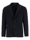 Tagliatore Cashmere Blazer Notch Lapel Front Pockets In Blue