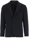 Tagliatore Black Jacket With Classic Revers And Logo Pin In Kashmir Man In Black