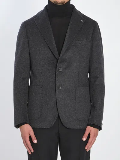 Tagliatore Single-breasted Cashmere Jacket In Gray