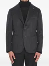 Tagliatore Single-breasted Cashmere Jacket In Gray
