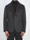 Tagliatore Single-breasted Cashmere Jacket In Gray