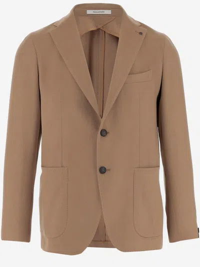 Tagliatore Single-breasted Cashmere Jacket In Brown