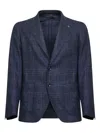 Tagliatore Blue Prince Of Wales Montecarlo Single-breasted Blazer In Blue