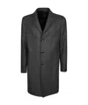 Tagliatore Single Breasted Herringbone Notch Lapel Coat In Black