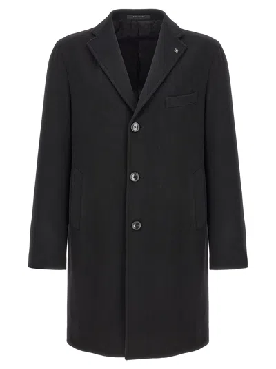TAGLIATORE SINGLE-BREASTED COAT COATS, TRENCH COATS BLACK