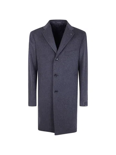 Tagliatore Mens Coat Single Breasted Long Sleeves In Blue