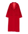 Tagliatore Long Wool Coat With Notched Lapels And Flap Pockets In Red