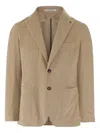 Tagliatore Single-breasted Jacket In Stretch Cotton Velvet In Nude
