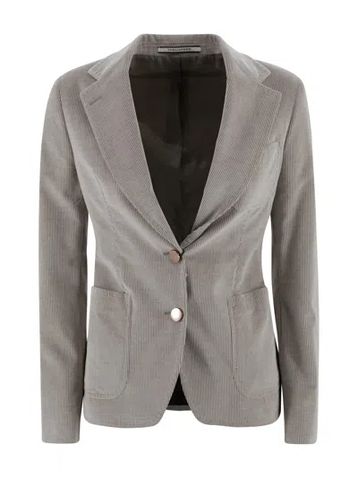 Tagliatore Single-breasted Corduroy Blazer. In Gray