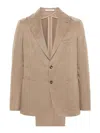 Tagliatore Single-breasted Cotton And Wool Blend Suit In Beige