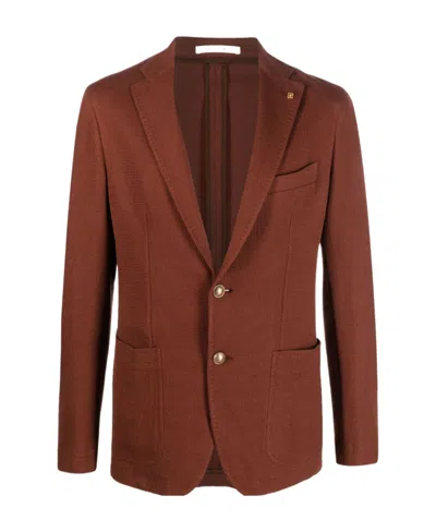 Tagliatore Single-breasted Cotton Blazer In Brown