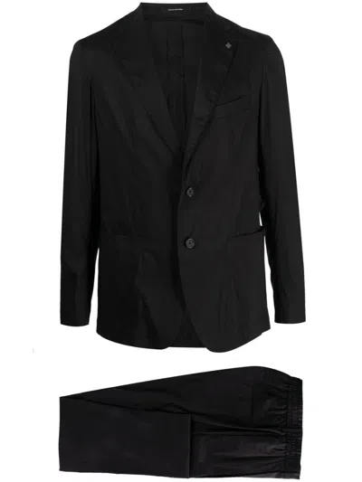 Tagliatore Single-breasted Cotton-blend Suit In Black