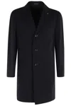 Tagliatore Single-breasted Cut-off Coat With Cashmere Blend In Black