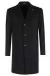 Tagliatore Single-breasted Cut-off Coat With Cashmere Blend In Black