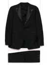 Tagliatore Tailored Black Suit With Satin Lapel In Black