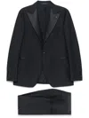 Tagliatore Blue Tailored Suit With Satin Lapel And Shoulders In Blue
