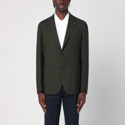 Tagliatore Single-breasted Green Jacket In Virgin Wool