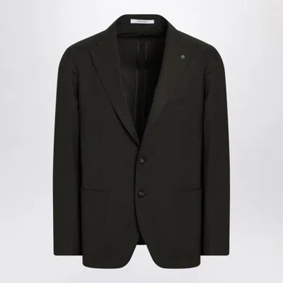 TAGLIATORE TAGLIATORE  SINGLE-BREASTED GREEN JACKET IN VIRGIN WOOL