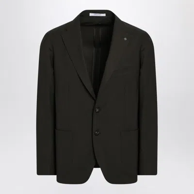 TAGLIATORE SINGLE-BREASTED GREEN JACKET IN VIRGIN WOOL