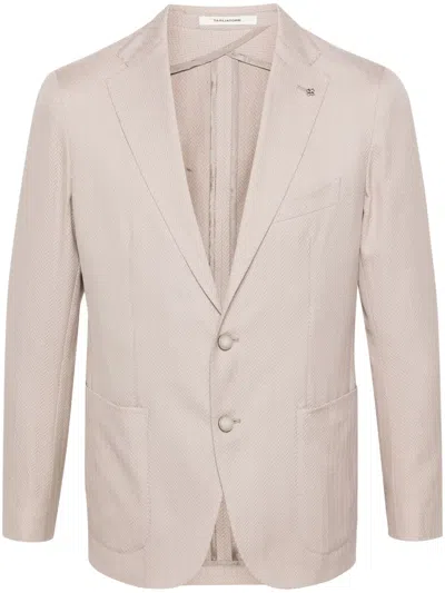 Tagliatore Single-breasted Herringbone Blazer In 中性色