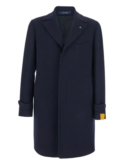 Tagliatore Single-breasted Herringbone Coat In Blue