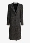 Tagliatore Single-breasted Herringbone Coat In Black