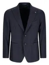 Tagliatore Pique-texture Single-breasted Blazer In Blue