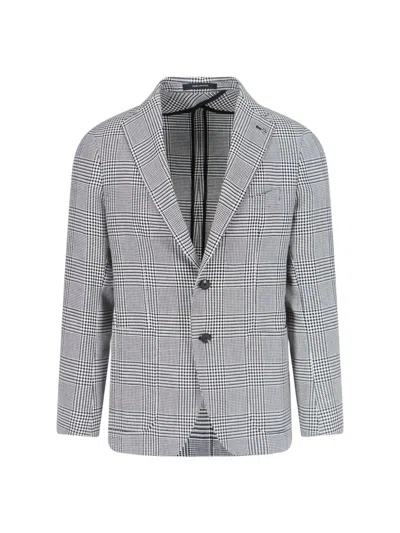 Tagliatore Single-breasted Houndstooth Blazer In Pearl