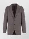 Tagliatore Classic Houndstooth Wool Blazer With Notched Lapels And Button Closure In Gray