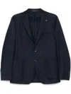 Tagliatore Lapel Single-breasted Jacket With Front Patch Pockets In Blue