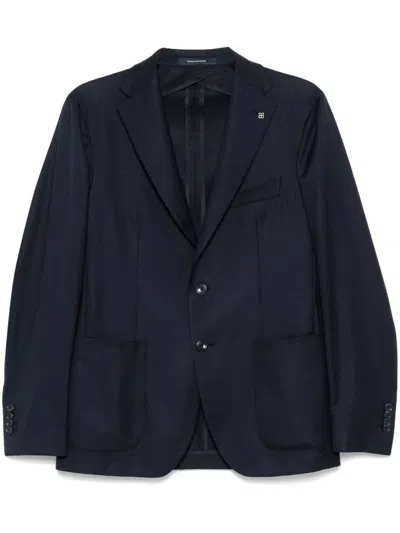 TAGLIATORE SINGLE-BREASTED JACKET IN BLUE WOOL